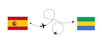 volo e viaggio dalla spagna al gabon con il concetto di viaggio in aereo passeggeri vettore