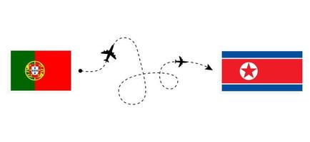 volo e viaggio dal portogallo alla corea del nord in base al concetto di viaggio in aereo passeggeri vettore