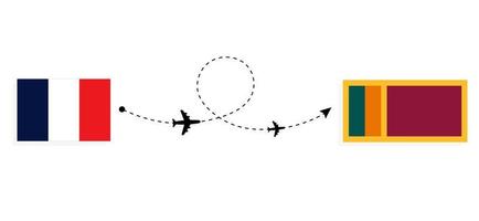 volo e viaggio dalla francia allo sri lanka con il concetto di viaggio in aereo passeggeri vettore