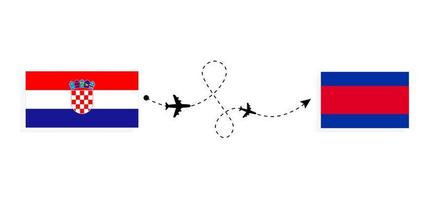 volo e viaggio dalla croazia alla cambogia con il concetto di viaggio in aereo passeggeri vettore