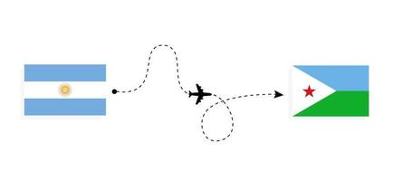 volo e viaggio dall'argentina a djibouti con il concetto di viaggio in aereo passeggeri vettore