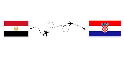 volo e viaggio dall'egitto alla croazia con il concetto di viaggio in aereo passeggeri vettore