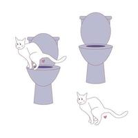 cacca di gatto nella toilette umana. illustrazione vettoriale