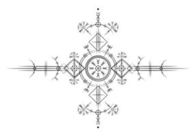 magia antica vichinga art deco, bussola di navigazione vegvisir bianca antica. i vichinghi usavano molti simboli secondo la mitologia norrena, ampiamente usata nella società vichinga. logo icona segno esoterico wiccan vettore