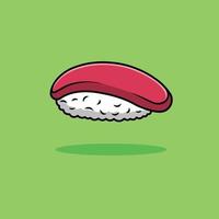 tonno sushi con riso cartone animato icona vettore illustrazione. cibo icona concetto isolato premium vettore. stile cartone animato piatto