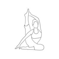 donne che fanno yoga line art vettore