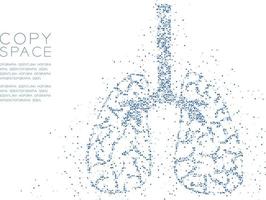 astratto cerchio geometrico punto molecola particella modello pm 2,5 con forma polmonare, tecnologia vr scienza medica concetto colore blu illustrazione isolato su sfondo bianco con spazio di copia, eps vettoriali