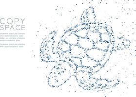 astratto cerchio geometrico punto molecola particella modello forma tartaruga marina, tecnologia vr animali acquatici e vita marina concept design blu colore illustrazione isolato su sfondo bianco, copia spazio vettore