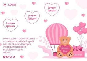 Buon San Valentino modello di brochure design piatto illustrazione modificabile di sfondo quadrato per social media, amore biglietto di auguri o banner vettore