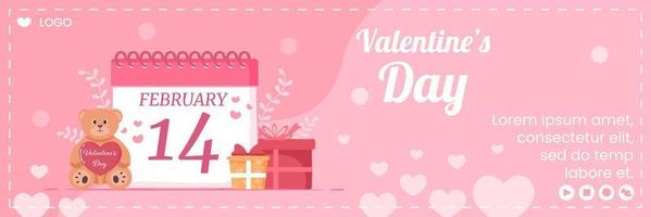 felice giorno di san valentino modello di copertina design piatto illustrazione modificabile di sfondo quadrato per social media, biglietto di auguri d'amore o banner vettore