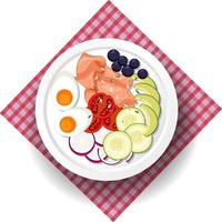 pasto sano con salmone e insalata vettore