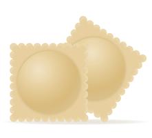 Ravioli di gnocchi di pasta con un&#39;illustrazione vettoriale di riempimento