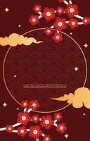 fiore nuvola felice anno nuovo cinese celebrazione biglietto di auguri rosso vettore