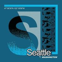 Seattle lettering mani tipografia graphic design nell'illustrazione vettoriale. vettore