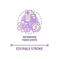 determinare i costi fissi icona concetto viola. illustrazione della linea sottile dell'idea astratta del budget di avvio. disegno di contorno isolato. tratto modificabile. roboto-medium, una miriade di caratteri pro-grassetto utilizzati vettore