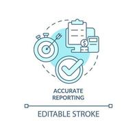 icona del concetto turchese di segnalazione accurata. aumento della produttività idea astratta illustrazione al tratto sottile. disegno di contorno isolato. tratto modificabile. roboto-medium, una miriade di caratteri pro-grassetto utilizzati vettore