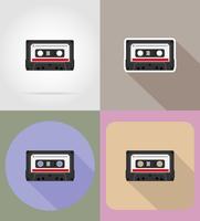 vecchie icone piane di audiocassetta vintage retrò illustrazione vettoriale