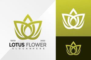 modello di illustrazione vettoriale di progettazione del logo della stazione termale del fiore di loto