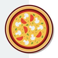 illustrazione dell'icona di vettore di pizza ai funghi. vettore di pizza ai funghi. stile cartone animato piatto adatto per pagina di destinazione web, banner, volantino, adesivo, carta da parati, sfondo