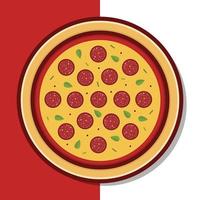 illustrazione dell'icona di vettore della pizza ai peperoni. vettore di pizza ai peperoni. stile cartone animato piatto adatto per pagina di destinazione web, banner, volantino, adesivo, carta da parati, sfondo