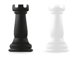 pezzo degli scacchi torre in bianco e nero vettore