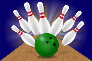 illustrazione vettoriale di palla da bowling e pin