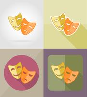 icone piane maschere piatte icone illustrazione vettoriale