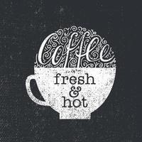illustrazione vettoriale della silhouette della tazza di caffè. poster o cartolina calligrafici e lettering.