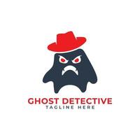 disegno del logo del modello di arte di vettore del carattere della mascotte del detective fantasma