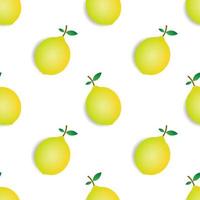 illustrazione vettoriale senza cuciture di frutta gialla di limone e design a foglia verde. sfondo giallo. design per carta da parati, fondale e stampa su tessuto. modelli moderni