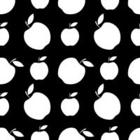 disegno vettoriale di frutta mela astratta bianca senza cuciture. sfondo nero. design per carta da parati, sfondo, copertina, design di stampa e le tue esigenze di progettazione.