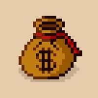 borsa per soldi pixel art vettore