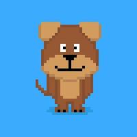personaggio del cane in stile pixel art vettore