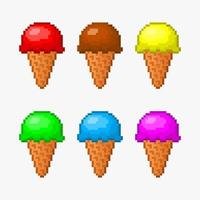 collezione di gelati pixel art vettore