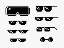 occhiali da sole in stile pixel art vettore