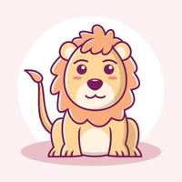 illustrazione sveglia dell'icona del fumetto del leone. stile cartone animato piatto animale vettore