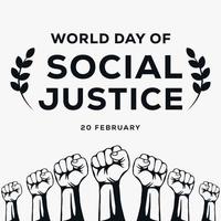 illustrazione vettoriale di progettazione della giornata mondiale della giustizia sociale bianco nero