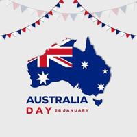 design illustrazione vettoriale giorno dell'australia, mappa dell'australia con bandiera