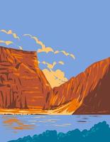 area ricreativa nazionale del canyon del bighorn tra il confine del wyoming e del montana wpa poster art vettore