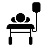 paziente sdraiato sul lettino medico con contagocce uomo con bottiglia cadente concetto di terapia di emergenza iniettando rianimazione terapia intensiva icona colore nero illustrazione vettoriale immagine in stile piatto