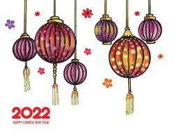 decorativo 2022 capodanno cinese per sfondo biglietto di auguri lanterna vettore
