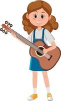 un personaggio dei cartoni animati musicista femminile su sfondo bianco vettore