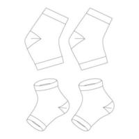 modello calzini senza punta illustrazione vettoriale contorno di disegno piatto