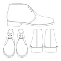 modello chukka stivali illustrazione vettoriale design piatto contorno abbigliamento