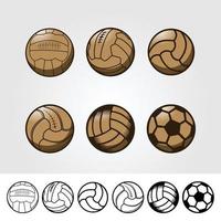 impostare l'illustrazione vettoriale piatta del pallone da calcio