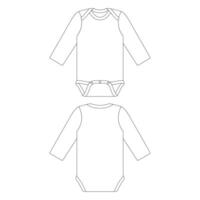 modello manica lunga baby tutina unisex illustrazione vettoriale disegno piatto contorno