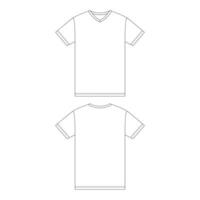 modello t-shirt con scollo a V illustrazione vettoriale design piatto schizzo contorno