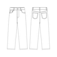 modello vestibilità regolare jeans illustrazione vettoriale design piatto contorno abbigliamento