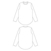 modello t-shirt a maniche lunghe illustrazione vettoriale design piatto schizzo contorno