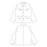modello giacca da caccia francese illustrazione vettoriale schizzo piatto design contorno capispalla